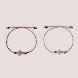 Pulsera  - Cruz Flores rosa